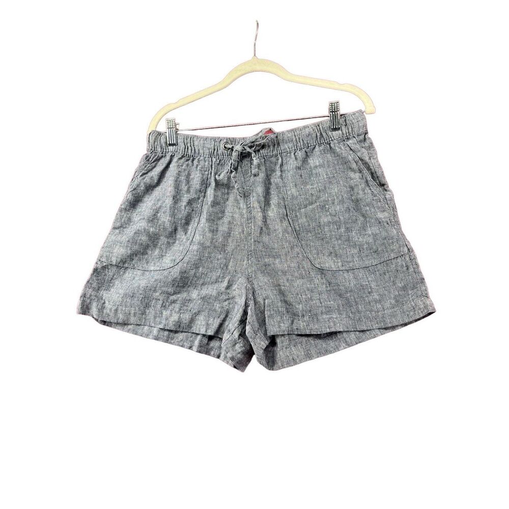 C&C California  Women's Linen Drawstring Shorts Blue Large